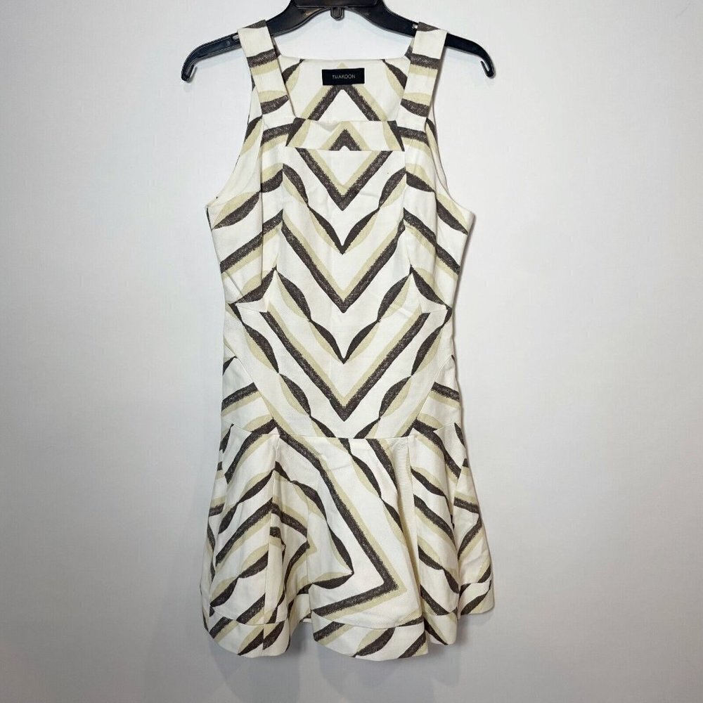 Thakoon Womens Sleeveless Mini Fit & Flare Dress Ivory Size 6‎ Square Neck Lined